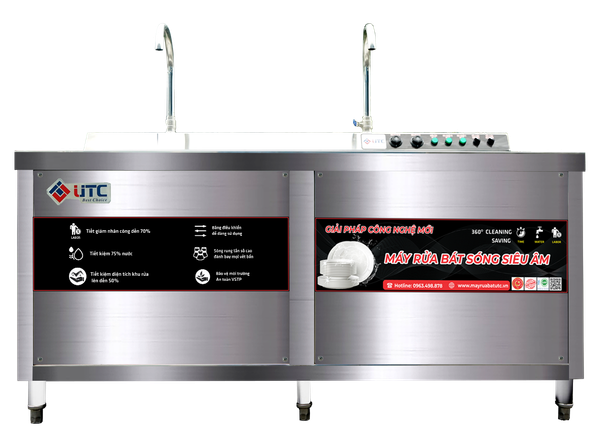 MÁY RỬA BÁT SIÊU ÂM CÔNG NGHIỆP UTC- 1500HD (2 BỒN)